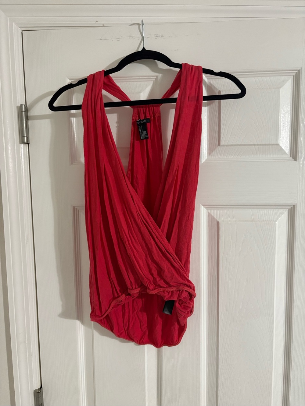 Forever 21 Red Sleeveless Wrap Bodysuit